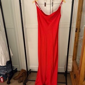 BNWT Zara Red Drape Neck Maxi Slip Dress Size Small